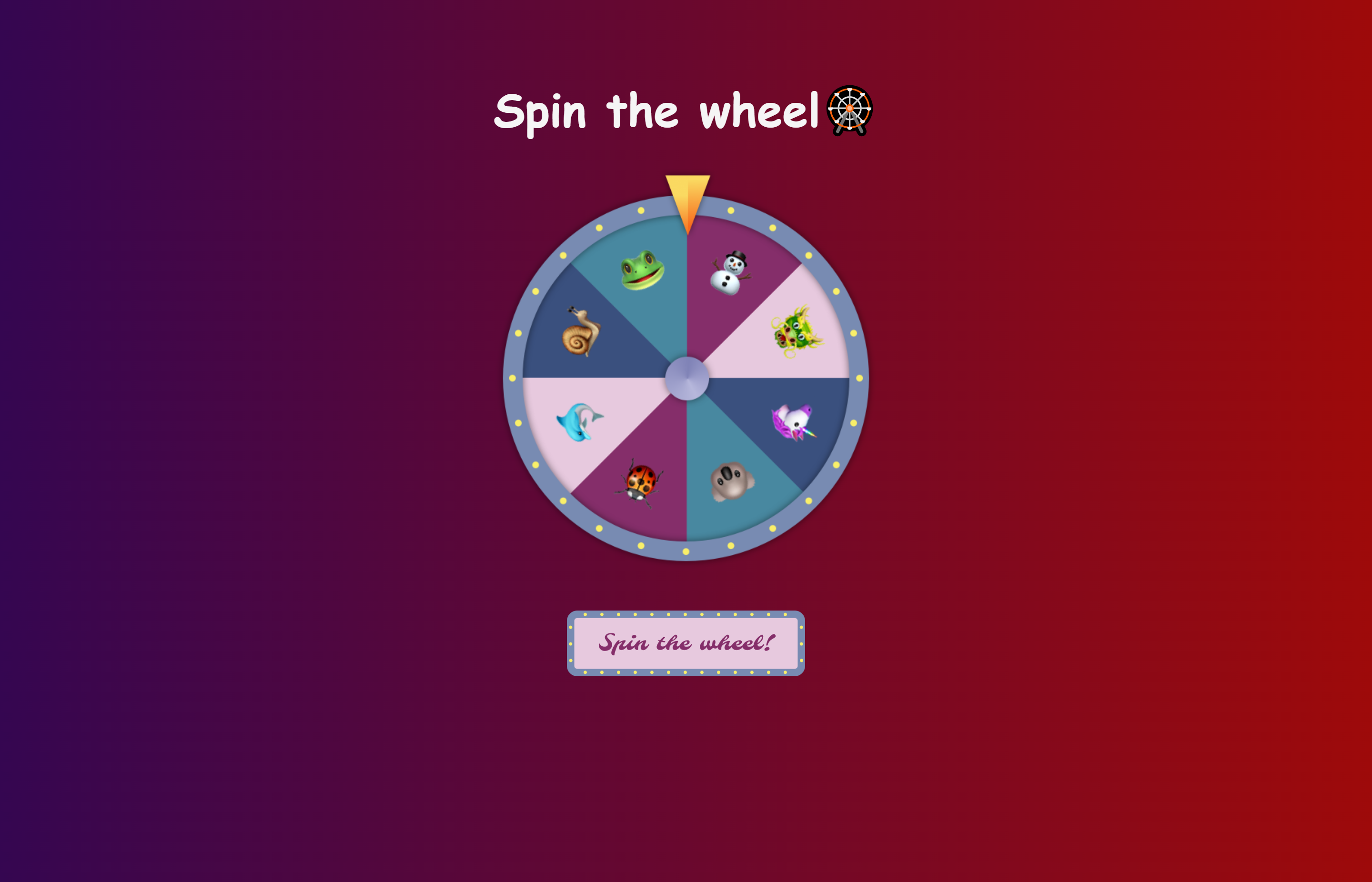 Spin The Wheel Game