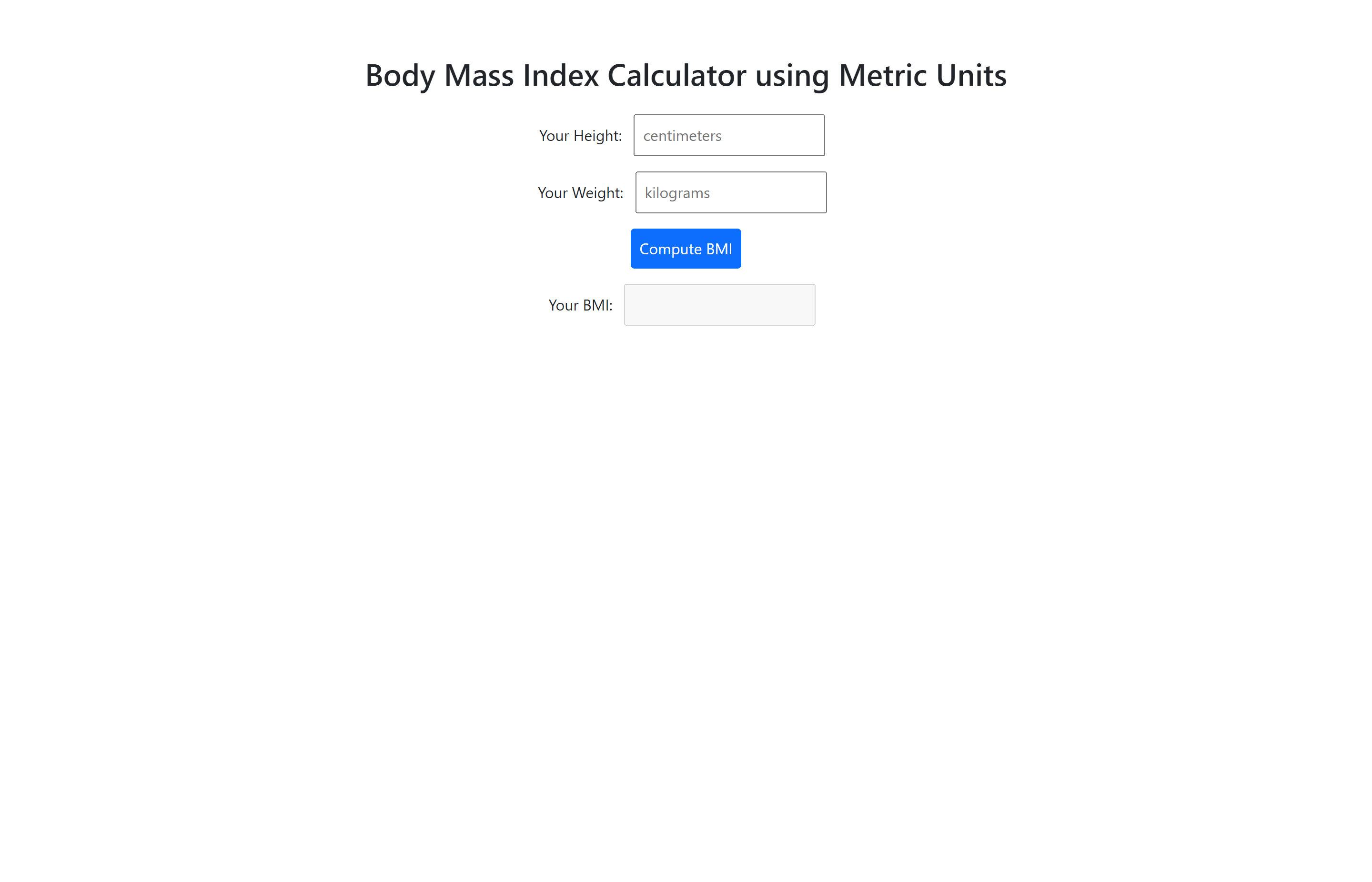 Body Mass Index Calculator